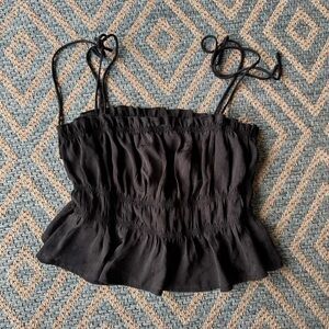 Princess Polly Black Sheer Top with Ruffles